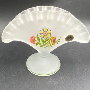 Vintage Westmoreland Satin Glass Fan Vase Andrea West Flower Design